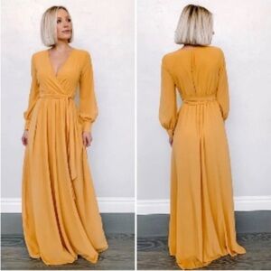 Baltic Born Lydia Elegant Mustard Yellow Maxi Dress. Size large. Great condition